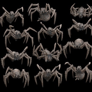 Giant Spider Bundle (12 minis!) - 32mm/28mm RPG Miniature for wargaming, D&D, Pathfinder, etc.,