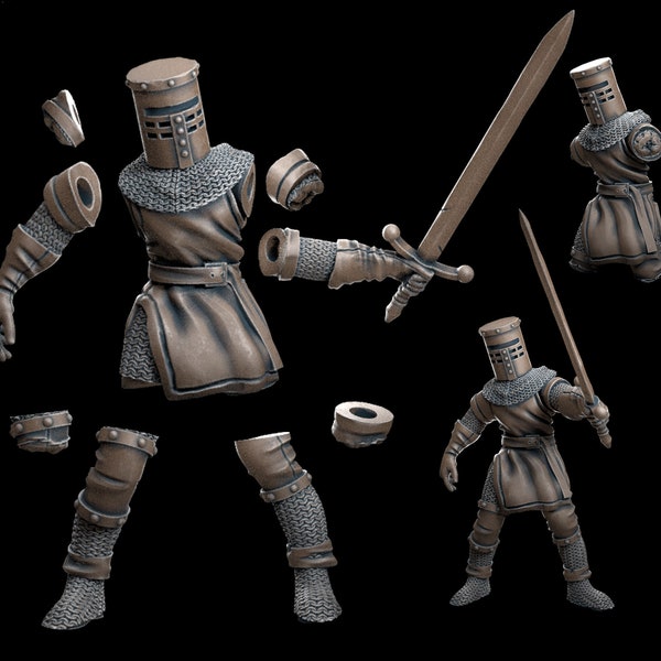 Black Knight (Magnetic Limbs) - 32mm für Wargaming, DND, Pathfinder, etc.,