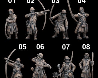 Human Archers (Individual or Bundle) - 32mm/28mm RPG Miniature for Curse of Strahd, D&D, Pathfinder, etc.,