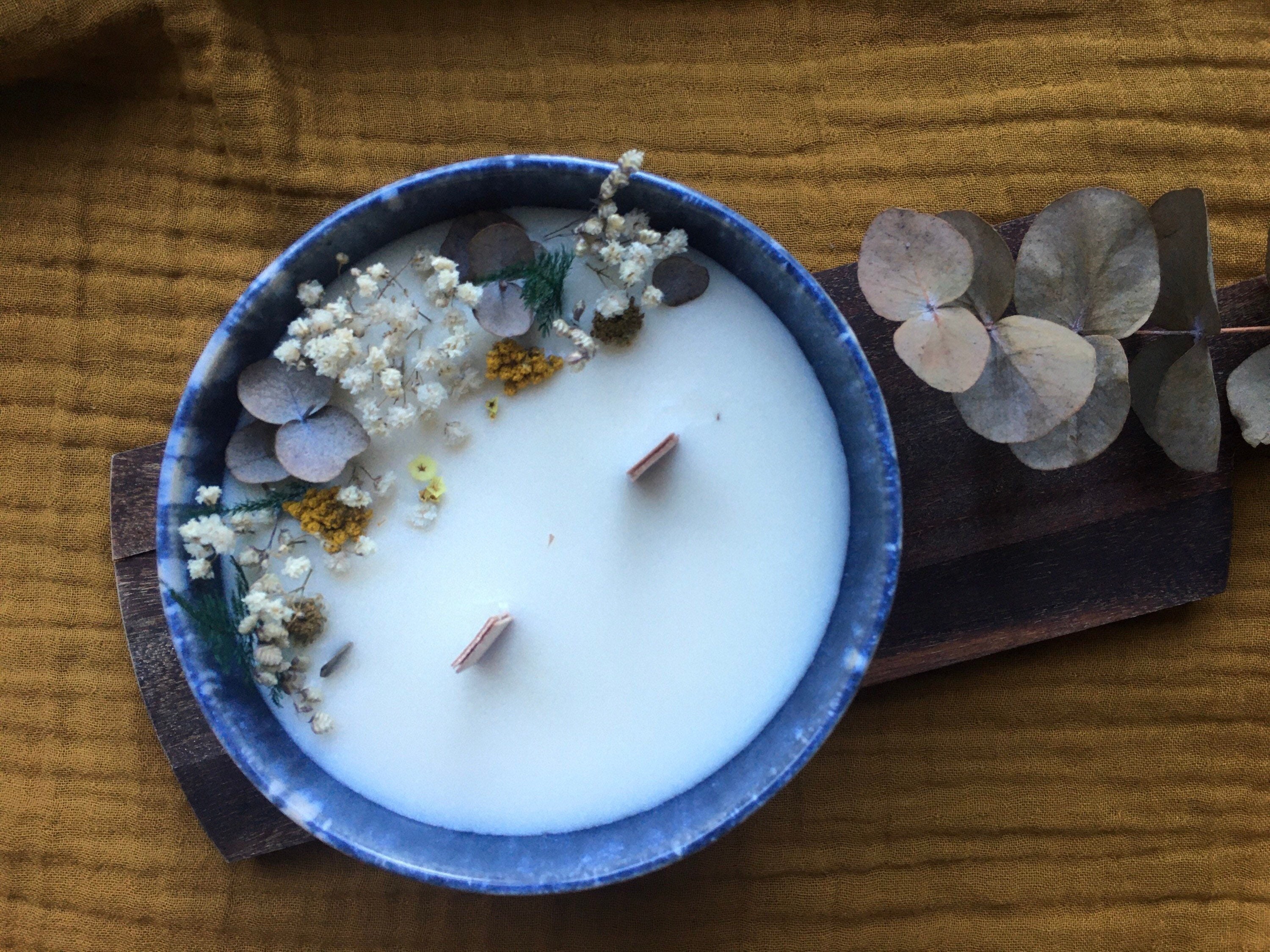 Bougie Fleurie Parfum Jasmin - Bougie Artisanale Fleurs Séchées