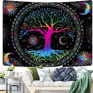Beautiful Psychedelic Tree Tapestry, Tree of life for Wall Hanging for Living Bedroom, Dorm, Room