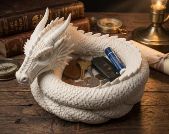 3D Printed Dragon Catchall Bowl Fantasy Dragon Jewelry Holder & Desk Organizer