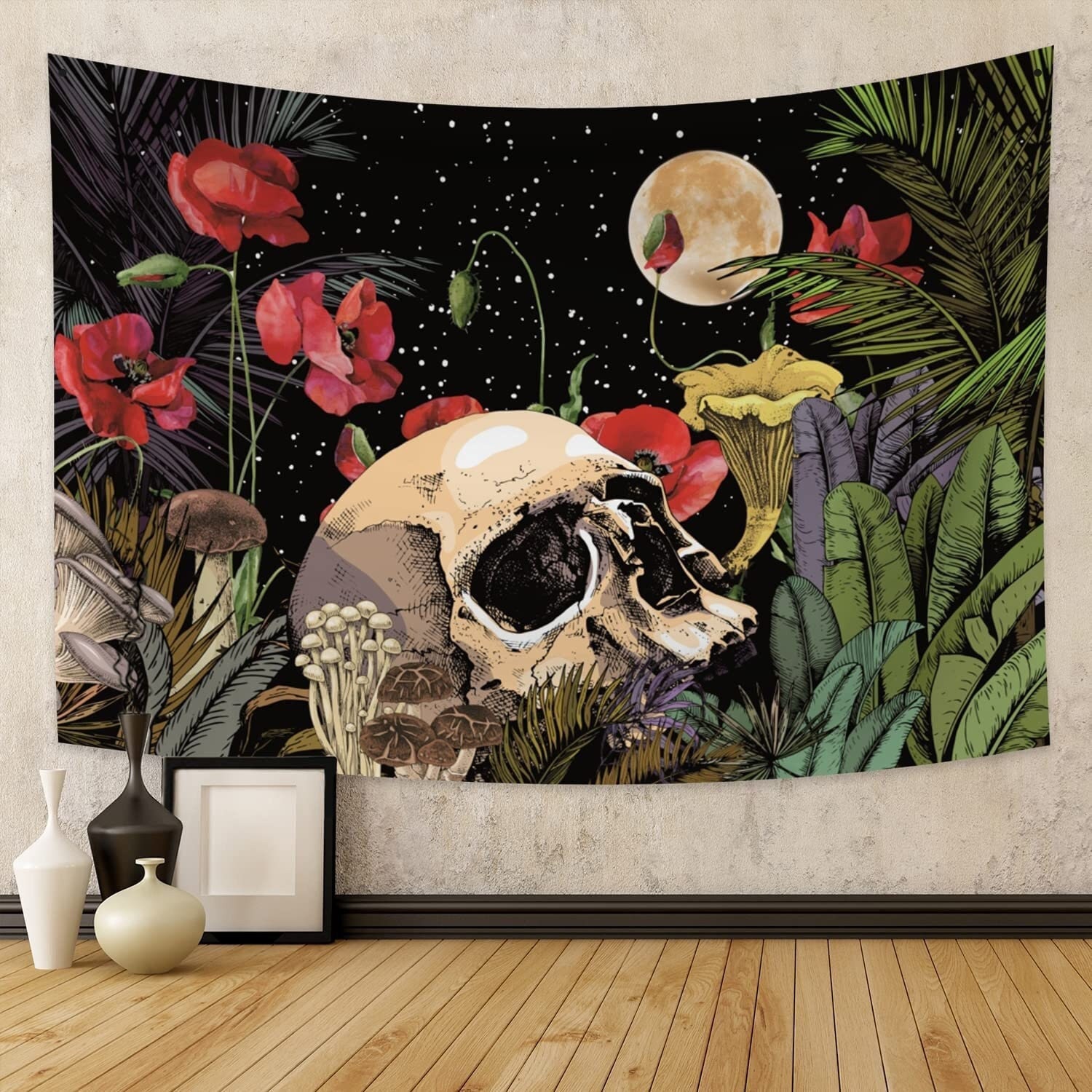 Gothic, Skull Floral, Kitchen Towel, Towel Toppers, Home Décor