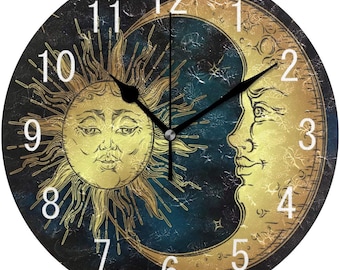 Sun & Moon Garden Wall Clock,  Bronze, 30cm Perfect For Outdoor/Indoor Use