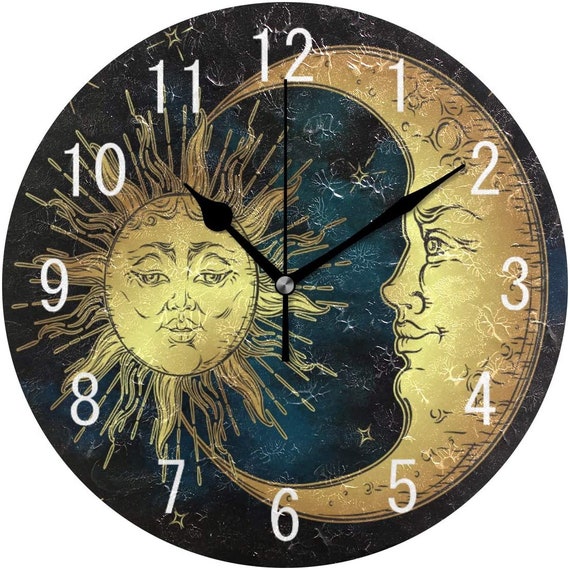 Sun & Moon Garden Wall Clock Bronze 30cm Perfect for Etsy