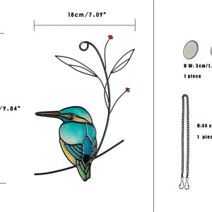 Niedliche grüne Glasmalerei Metall Vogel Wandbehang Entzückende Cling Anhänger Suncatcher Figur Ornament Kunst Wohnkultur Akzent, Büro, Veranda Bild 7