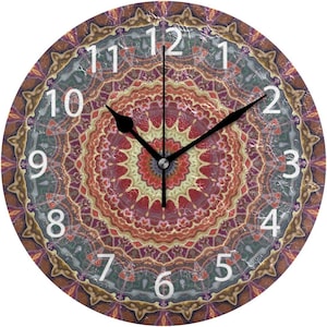 Boho Mandala Garden Wall Clock, 30cm Perfect For Outdoor/Indoor Use