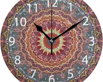 Boho Mandala Garden Wall Clock, 30cm Perfect For Outdoor/Indoor Use