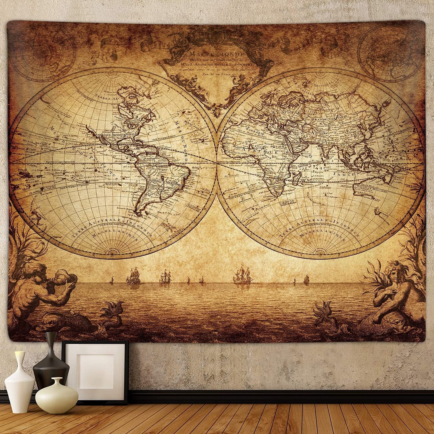 Old World Map Tapestry Wall Hanging Boho Tapestry Vintage Etsy