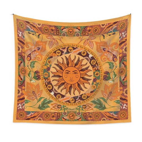 Burning Sun Tapestry Wall Hanging Bohemian Boho Decor for Room, Livingroom, Dorm