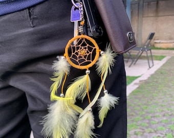 Feather KeyRing, metal Keychain with natural feathers, Handmade Key chain, Key Ring