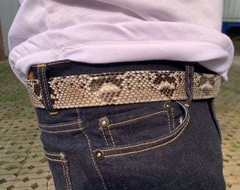 Ceinture pour homme en cuir véritable véritable peau de serpent faite main, ceinture pour homme, ceinture en peau, ceinture faite main, ceinture en peau de serpent, un cadeau pour les courageux