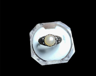 Elegantly Crafted Sterling Silver Freshwater Pearl Ring, Sizes 4-10