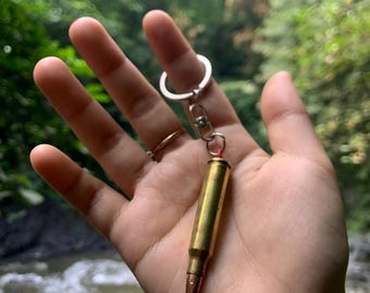 Handmade Brass Bullet Keychain – Rustic Military Enthusiast Gift