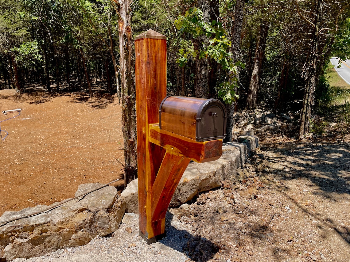 Cedar Mortise & Tenon Mailbox Post With Copper Mailbox. Etsy