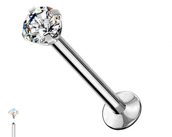 WARRIOR Piercing Labret Push-In Sterile Surgical Steel with Crystal