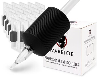 WARRIOR Tubos desechables para tatuajes/Puños para tatuajes con punta larga en goma suave 25/30 mm para mangos de diamante Paquete de 15/20 piezas