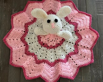 Crochet 12 star lovey with plush bunny