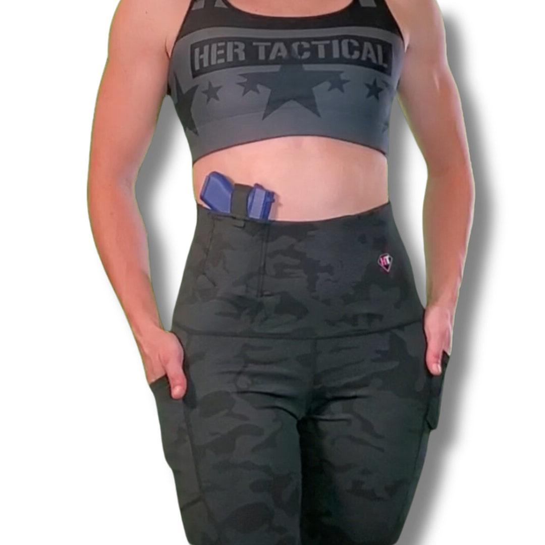 HER TACTICAL High Waisted Gun Holster Leggings Camo Etsy