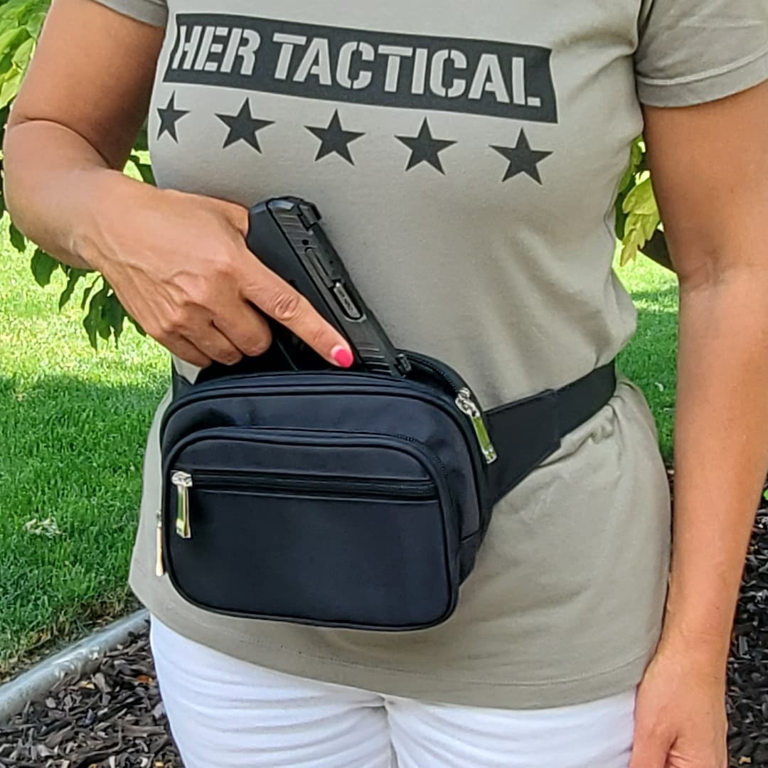 HER TACTICAL Concealed Carry Fanny Pack Gun Holster Bag for Compact or