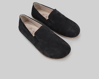 Handgemaakte instappers voor heren op blote voeten, buffelleer, brede neus (zero drop-zool, flexibel rubber, vrijetijdskleding)