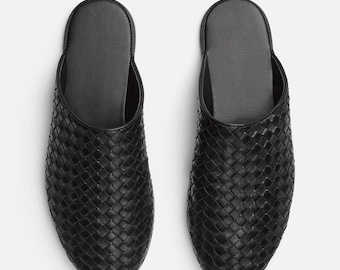 Pantuflas de puntera ancha hechas a mano: calzado transpirable de piel de búfalo, comodidad ligera (uso en interiores, suela de 7 mm, tallas para mujer).