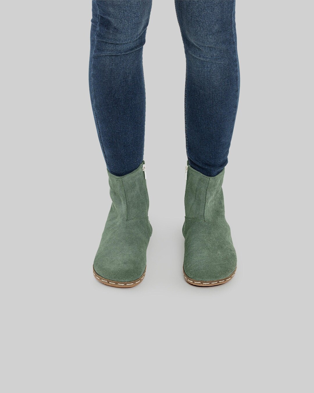 Women’s Chelsea Boots: Green Leather, Zero Drop - Flexible Sole - Etsy