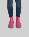 Mens Barefoot Boots Wide Toe Box, Chelsea Style, Zero Drop Sole (Handmade Blue Leather, Side Zipper, Flexible Rubber Outsole)