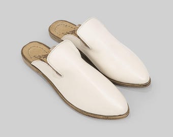 Cream Heritage Slippers Pointy Womens - Slow-Craft Hand-Stitched Turkish Atelier, Yemeni Heritage