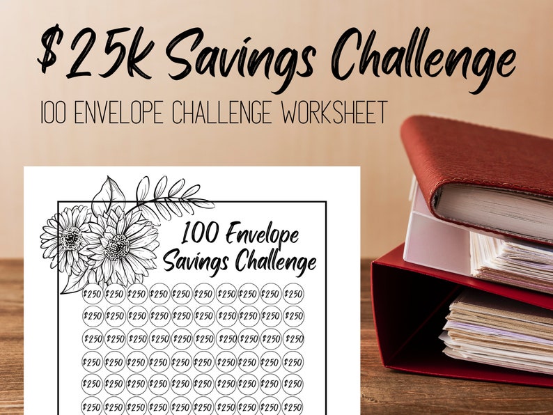 Save 25000 Dollars Printable 100 Envelope Challenge Tracker Etsy save-25000-dollars-printable-100-envelope-challenge-tracker-etsy