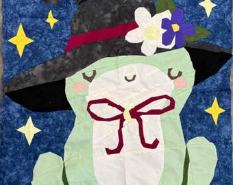Toadally Enchanted Mini Quilt – Witchy Frog Foundation Paper Piecing Block Pattern (24"x30") - DIGITAL DOWNLOAD ONLY