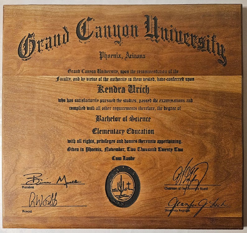 Custom CNC Engraved Diploma, Degree, Certification, 9x12, Engraved Wood ...