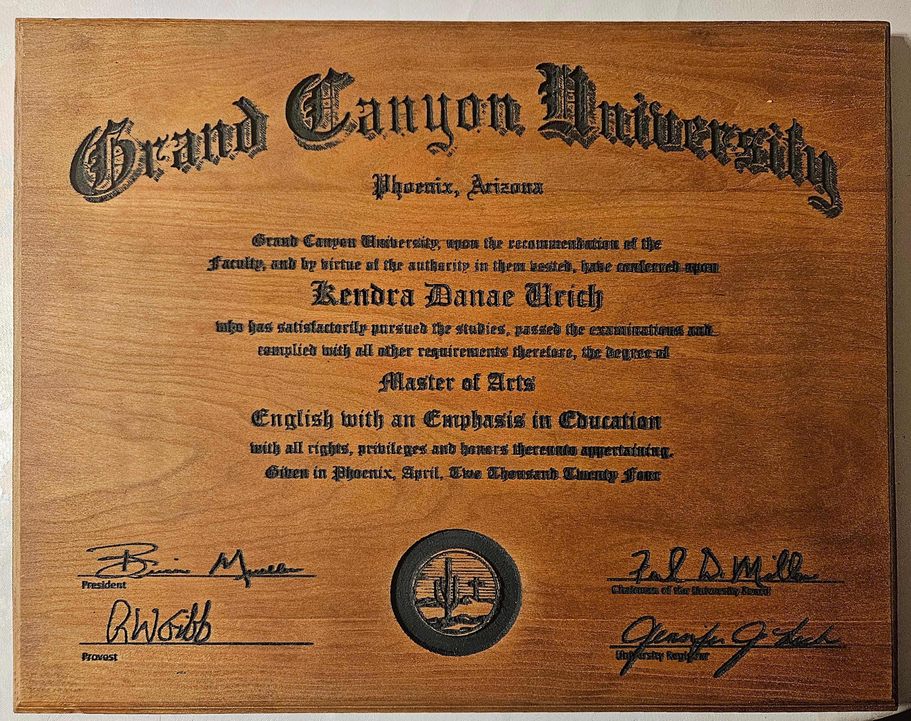 Custom CNC Engraved Diploma, Degree, Certification, 9x12, Engraved Wood ...