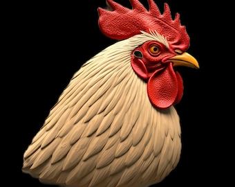 Rooster Head 3d STL for CNC