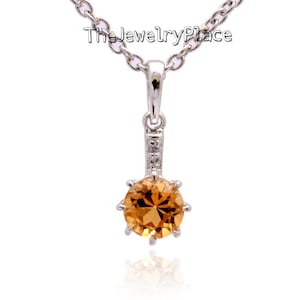 Beautiful Handmade Design Yellow Topaz Pendant Golden Topaz Necklace 925 Silver Pendant Round Cut Gemstone November Birthstone Women Pendant