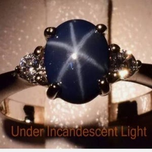 Beautiful Handmade Star Sapphire Ring Sterling Silver 925 Blue Lindy Star Ring