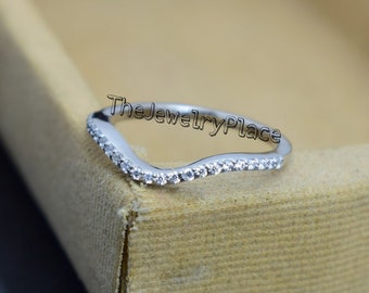 Cz gebogenes Ringband, passendes stapelbares Band, 925 Sterling Silber, gebogener RingEnhancer, zierliches Band mit Zirkonia