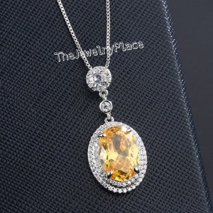 Dainty Topaz Necklace, Gemstone Pendant, November Birthstone Necklace, Oval Yellow Topaz Pendant, Minimalist Necklace, Best Gift for her