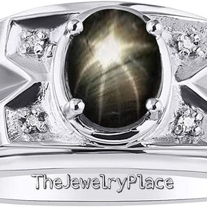 vintage Dainty Star Sapphire Black Star Ring Promise Bague 925 Bague en Argent Sterling