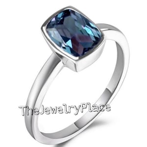 Cushion Cut Alexandrite Promise Ring Color Changing Gemstone in 925 Sterling Silver Ring June Birthstone