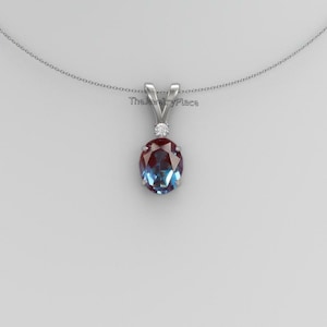 Beautiful Alexandrite Necklace Sterling Silver / 925 Silver Oval Cut Alexandrite Pendant for Women's