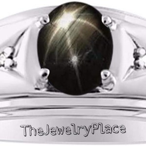 vintage Bague En Saphir Noir Noir 925 Argent Sterling / Bague Saphir Noir Étoile Pour Femme