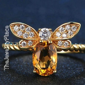 Very Unqiue Yellow Topaz Engagement Ring-Golden Topaz-Oval Cut-Topaz Ring-Yellow Golden Topaz-November Birthstone Ring