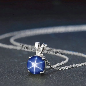Beautiful Genuine Blue Star Sapphire Necklace Sterling Silver / 925 Silver Lindy Star Sapphire Pendant