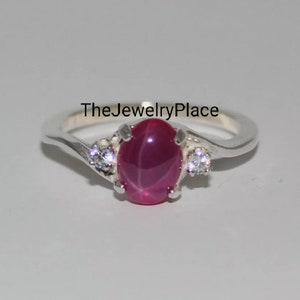 Vintage Pink Star Ruby Ring Silver 925 Ring, Lindy Star Ruby Vintage Engagement Art Deco Ring Cabochon Ring, Valentine&#39;s Day Gift For Her