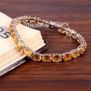 Natürliche goldene Topas Armband-Tennis Gelb Topas Armband-925 Silber Armband-Topas Armband-Golden Topas Armband-Unikate Topas Armband