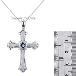 Dainty Cross Alexandrite Pendant in 925 Sterling Silver Alexandrite Necklace Infinity Style