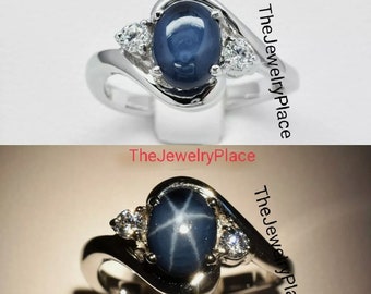 Vintage Lindy Star Sapphire Ring For Women&#39;s Wedding Ring, 925 Sterling Silver, Blue Star Sapphire Ring, Promise Rings, Best Gift For Women