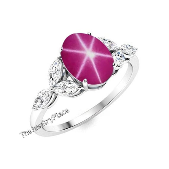 Bague Saphir étoilé Rose Lindy En Argent Sterling 925 - Bijou Ancien Style Art Déco, Fait Main