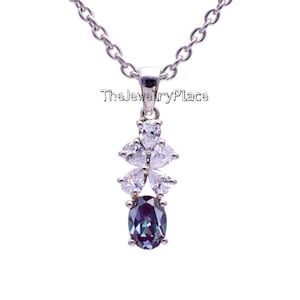 Unqiue Alexandrite Necklace For Women- Color Changing Gemstone Pendant- Alexandrite Pendant in 925 Sterling Silver- Lab Alexandite Pendant